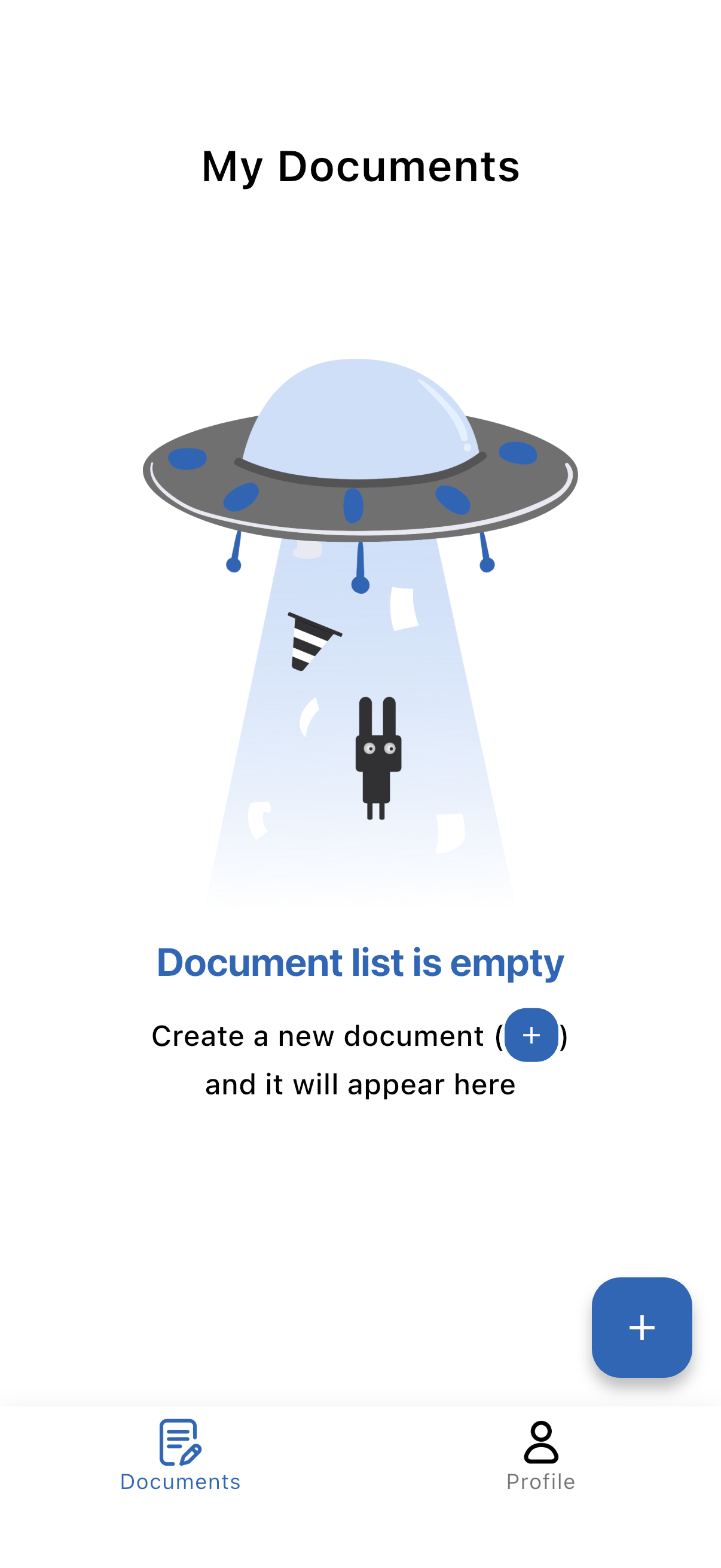 The document list with the plus button