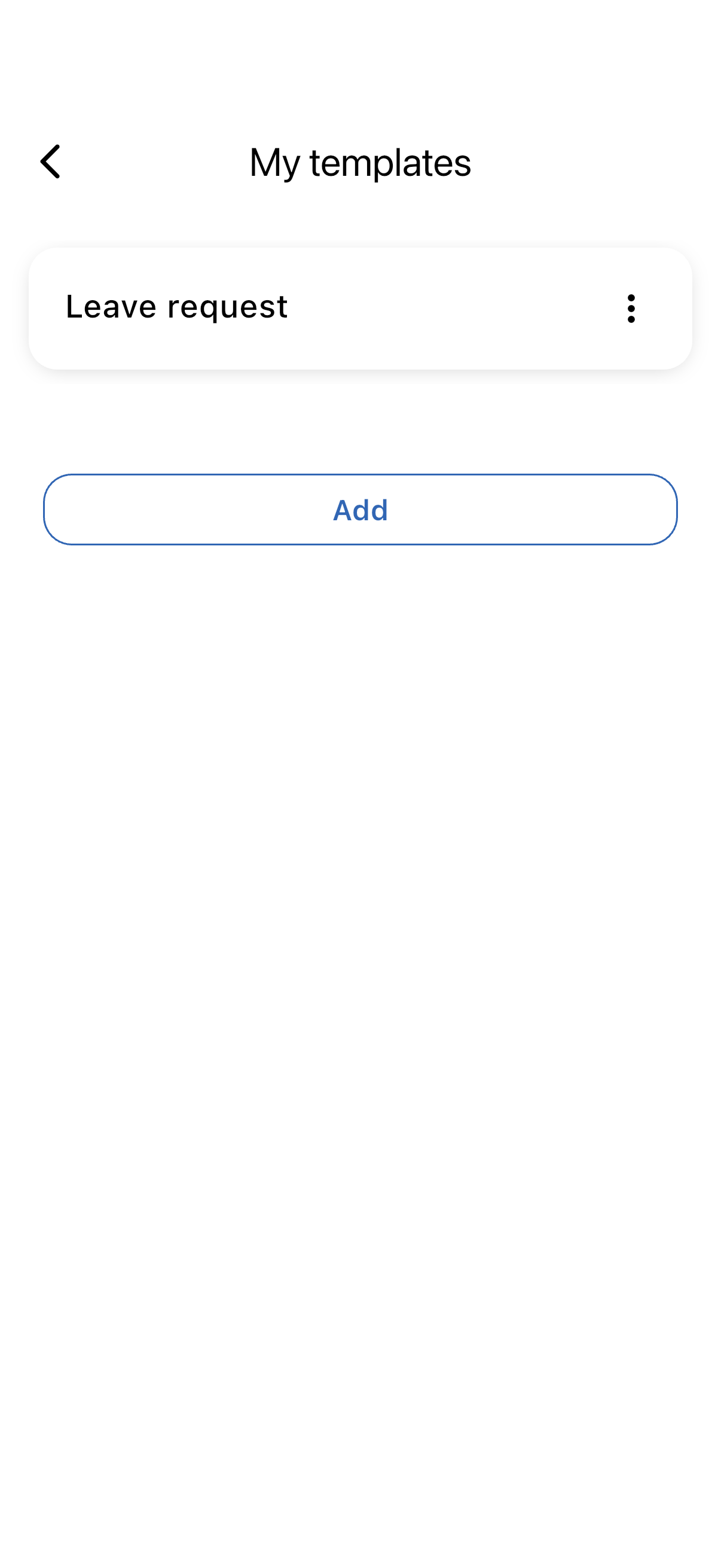 The saved template in the list